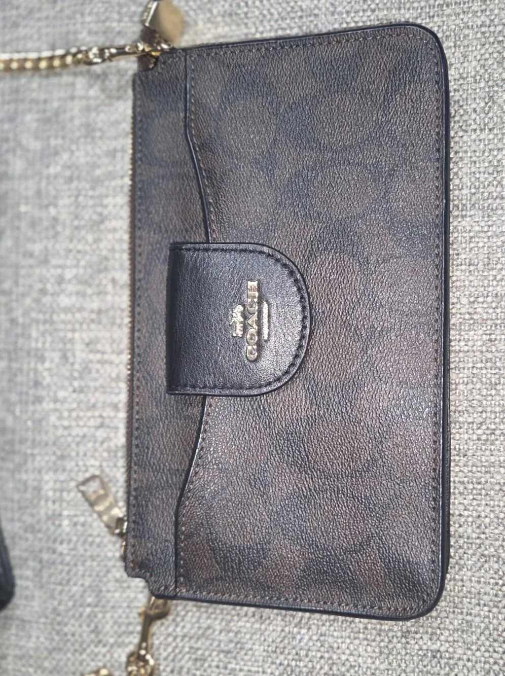 Coach Poppy Signature Brown Leather Crossbody with Mini Card Holder Gold Detail